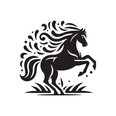 create simple black Horse Silhouette Vector  with white background 