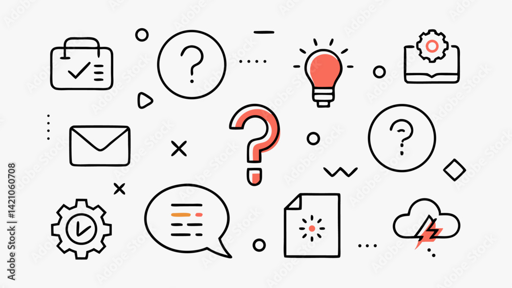Poster editable vector icon set depicting questions and dialogue symbols perfect for creating interactive s