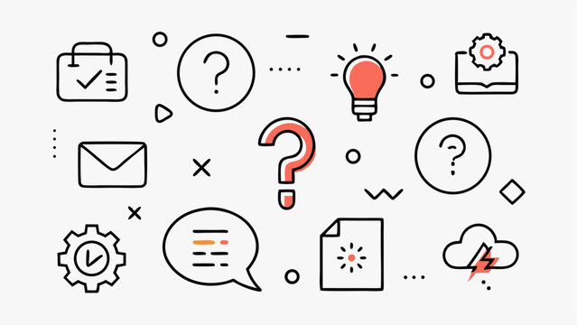 Editable Vector Icon Set Depicting Questions and Dialogue Symbols Perfect for Creating Interactive Support Pages and Enhancing User Engagement on Digital Platforms