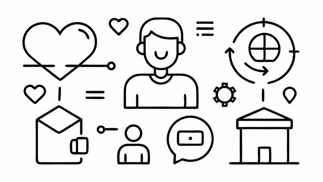 Minimalist Vector Icons Representing Love Relationships and Interpersonal Connections Fully Editable for Use in Therapy Sites Lifestyle Blogs and Communication Apps