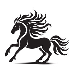 create simple black Horse Silhouette Vector  with white background 