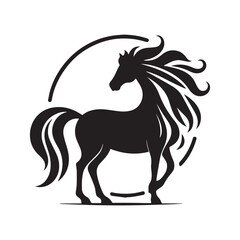 create simple black Horse Silhouette Vector  with white background 