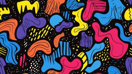 Obraz premium Colorful abstract shapes and patterns on a dark background