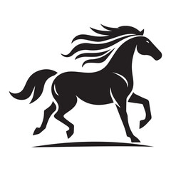 create simple black Horse Silhouette Vector  with white background 