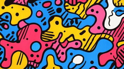 Fototapeta premium Abstract shapes create a bright and bold patterned background