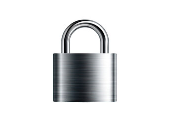 A sleek, simple lock icon, polished metal texture, centered on 