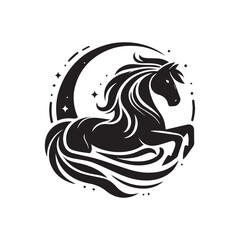 Obraz premium create simple black Horse Silhouette Vector with white background 