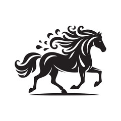 create simple black Horse Silhouette Vector  with white background 