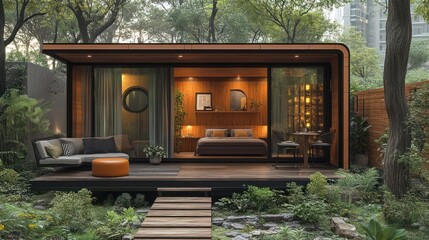 Modern Minimalist Cabin Retreat in Lush Green Forest