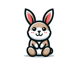 Obraz premium flat vector logo of rabbit , cute rabbit vector