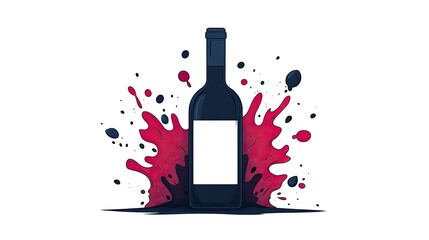 Wine bottle with vibrant splash