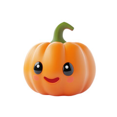 Obraz premium Cute smiling orange pumpkin happy Halloween autumn harvest vegetable