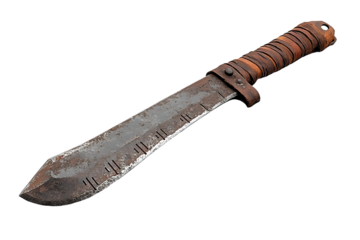 Rough Machete Crafted for Survival in the Wasteland On PNG Background