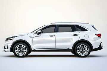 Fototapeta premium Modern white SUV isolated on white background.