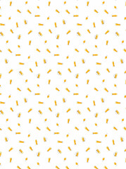 Seamless pattern featuring various beer glasses and mugs filled with golden beer on a clean white background. Perfect for use in bar or pub-themed merchandise, fabric prints, wrapping paper.