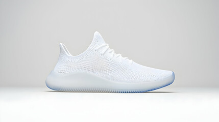 White Knitted Sneakers on White Background