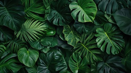 Lush tropical leaves create a vibrant green backdrop.