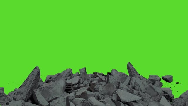 4K Bomb Impact Explosion on Green Screen &ndash; Wall Collapse and Debris War VFX Overlay
