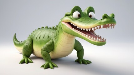
3D illustration of a laughing crocodile