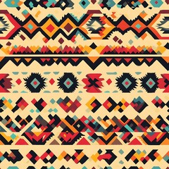 Aztec Textile Art: A vibrant display of rich, geometric patterns in an ethnic tapestry that tells tales of ancient civilizations, each line a whisper of history. 