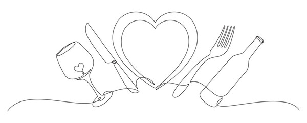 cutlery continuous line art style vector 9