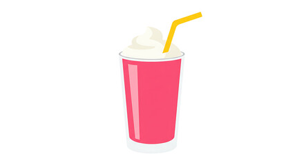 A Refreshing Strawberry Milkshake Illustration Perfect for Summer Treats