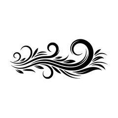 Elegant Black Floral Ornament on White, Vector Design