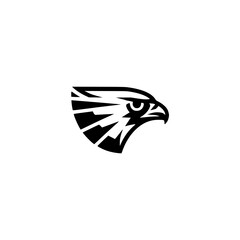 Geometric Hawk Logo - Simple, Strong, Black and White, Minimalist Design.