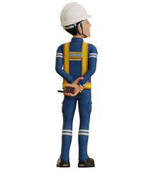 Isolate industrial worker is looking at something at high