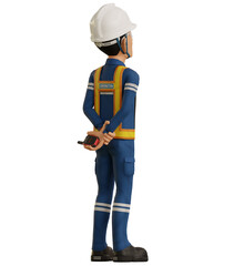 Isolate industrial worker is looking at something at high