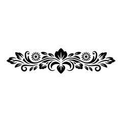 Elegant Black Floral Border Vector Design Element on White Background