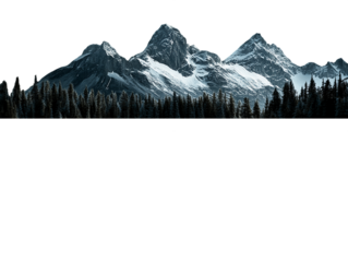 Snow Capped Mountains and Dark Forest, PNG