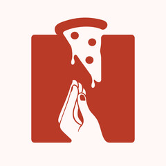 Letter N with negative space of pizza and Italian hand gesture, wall art, background art, poster art.