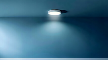 Minimal Wall Lamp on Blue Interior Wall - Modern Lighting Design