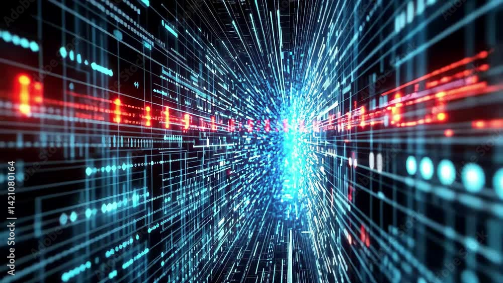 Poster digital lines form abstract technology background showcasing big data and futuristic concepts, abstr