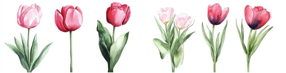 Obraz premium Delicate Watercolor Tulips