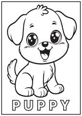 Cute and Fun Puppies Fox Coloring Page for Kids