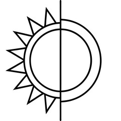 "Sun and Moon Split – Minimal AI Graphic Design on White Background"