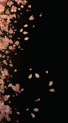 Cherry Blossoms Floating Against a Dark Background