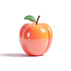 3D Peach, Isolated on White