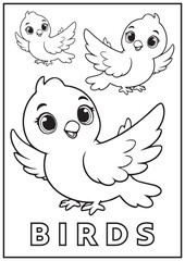 Fun Birds Coloring Page for Kids