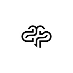 Abstract Cloud Icon: Minimalist Black Line Art on White, Modern Logo Design
