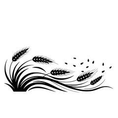Black and White Wheat Silhouette Design Element