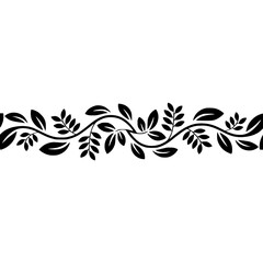 Minimalist Black Leafy Border on White Background