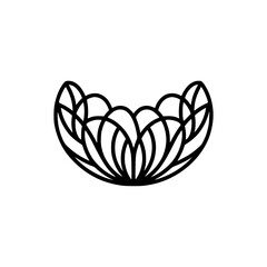 Minimalist Black Lotus Flower Icon on White Background