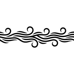 Fototapeta premium Abstract Black Wave Border Design on White Background