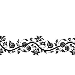 Elegant Black Floral Border on White Background