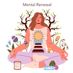 Spring Equinox Day. Flat Vector Illustration