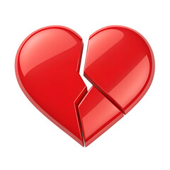 3d broken heart icon isolated on transparent background