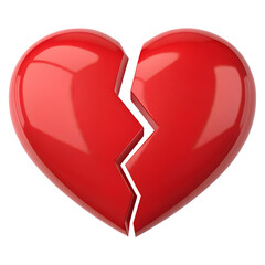 3d broken heart icon isolated on transparent background